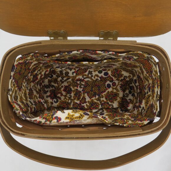 Handmade Vintage Basket Purse Lemons Decoupage, Lined, Fairmont Basket Works - Picture 3 of 10